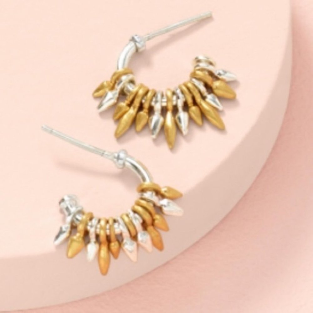 :: Stella & Dot Renegade Mixed Metal Hoops - Picture 2 of 8